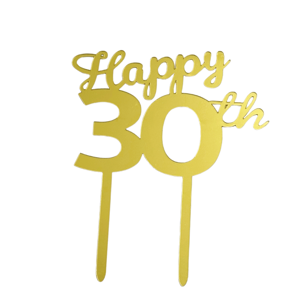 "Happy 30th" Gold Acrylic Tag