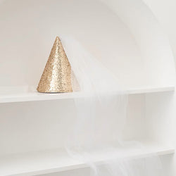 Gold Sparkly Party Hat with Tulle Tail