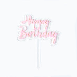 "Happy Birthday" Pink Acrylic Tag