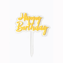 "Happy Birthday" Yellow Acrylic Tag