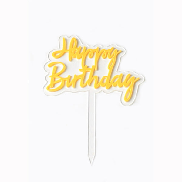 "Happy Birthday" Yellow Acrylic Tag