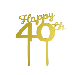 "Happy 40th" Gold Acrylic Tag
