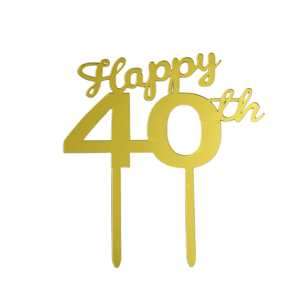 "Happy 40th" Gold Acrylic Tag