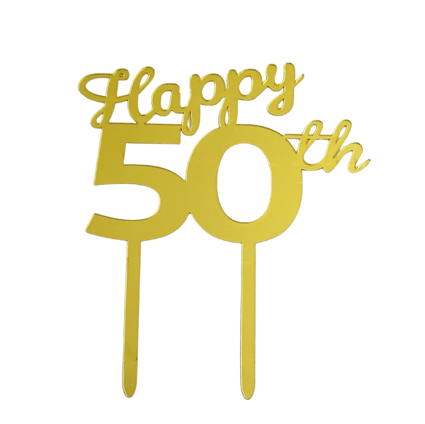 "Happy 50th" Gold Acrylic Tag
