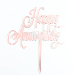 Happy Anniversary Rose Gold Cake Topper