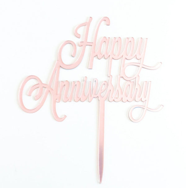 Happy Anniversary Rose Gold Cake Topper