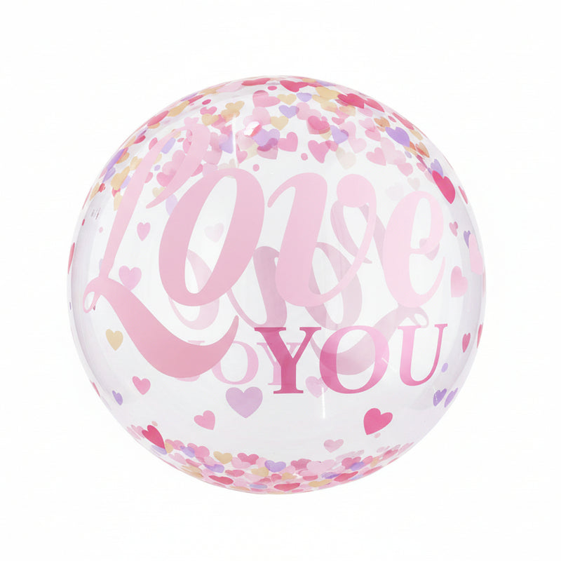20" Love You Confetti Hearts Bubble Balloon – The Cakery Hong Kong
