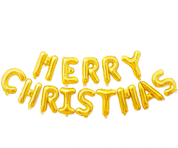 "Merry Christmas" Gold Balloon