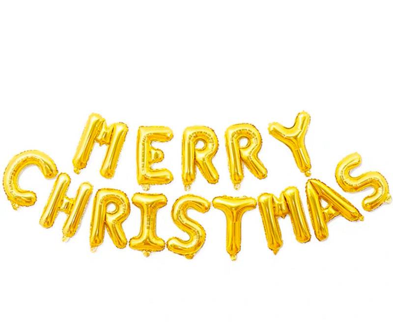 "Merry Christmas" Gold Balloon