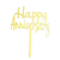 Happy Anniversary Small Gold Acrylic Topper