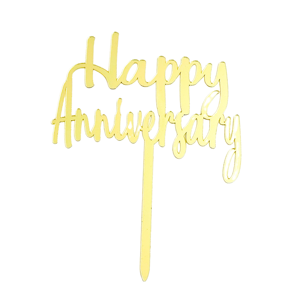 Happy Anniversary Small Gold Acrylic Topper