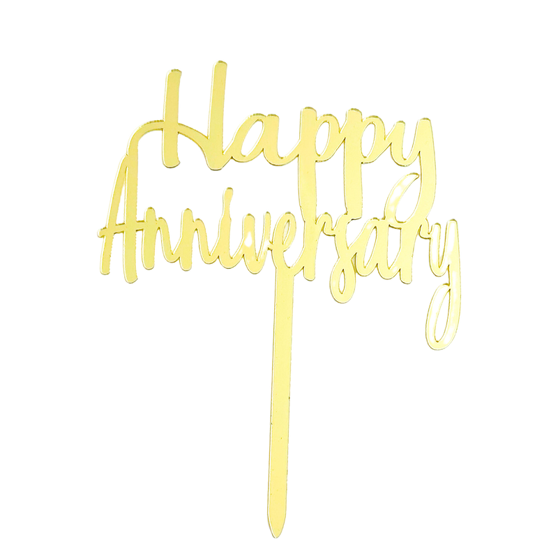 Happy Anniversary Small Gold Acrylic Topper