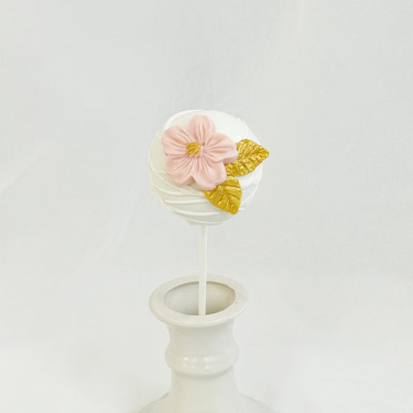 Pink Flower Gold Leaf Cakepop