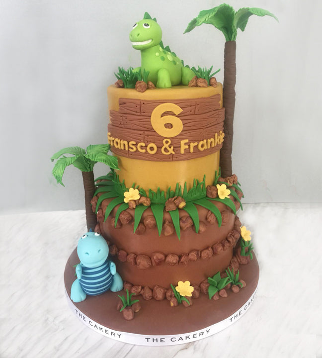 dinosaur forest cake