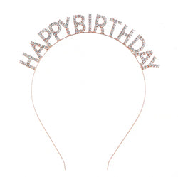 Happy Birthday Headband (Gold Rhinestones)