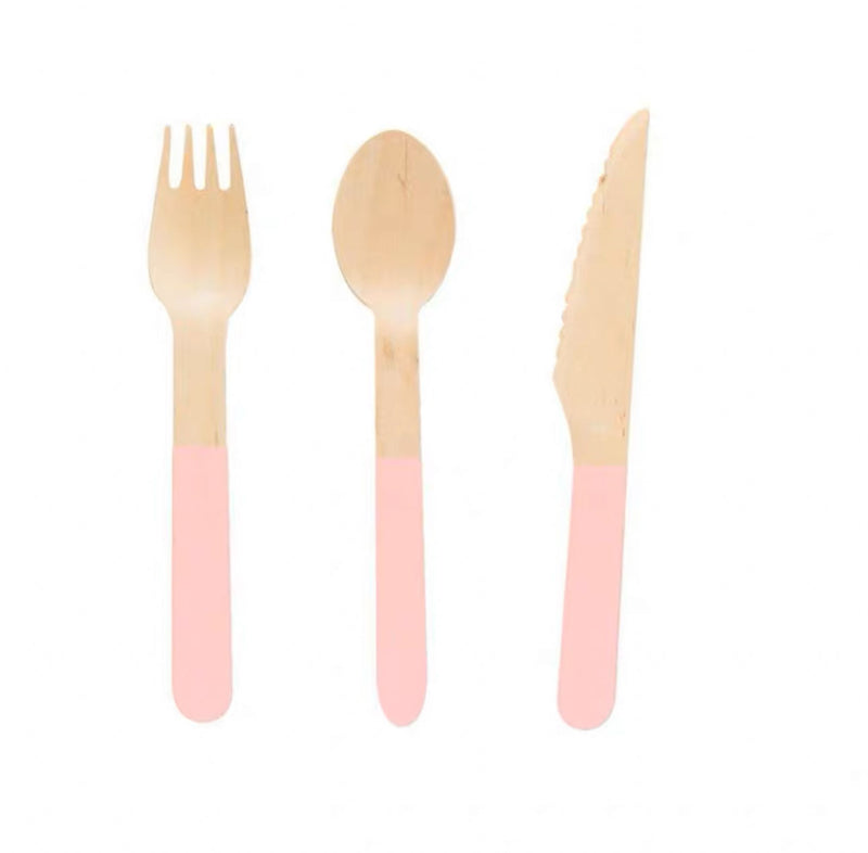 Wooden Cutlery (Pink)