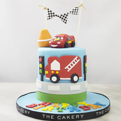 McQueen & Fire Truck Cake