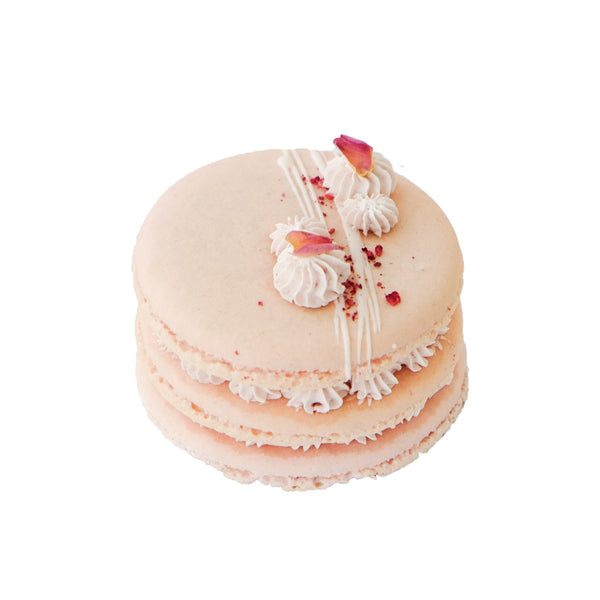 Strawberry Rose Macaron Cake